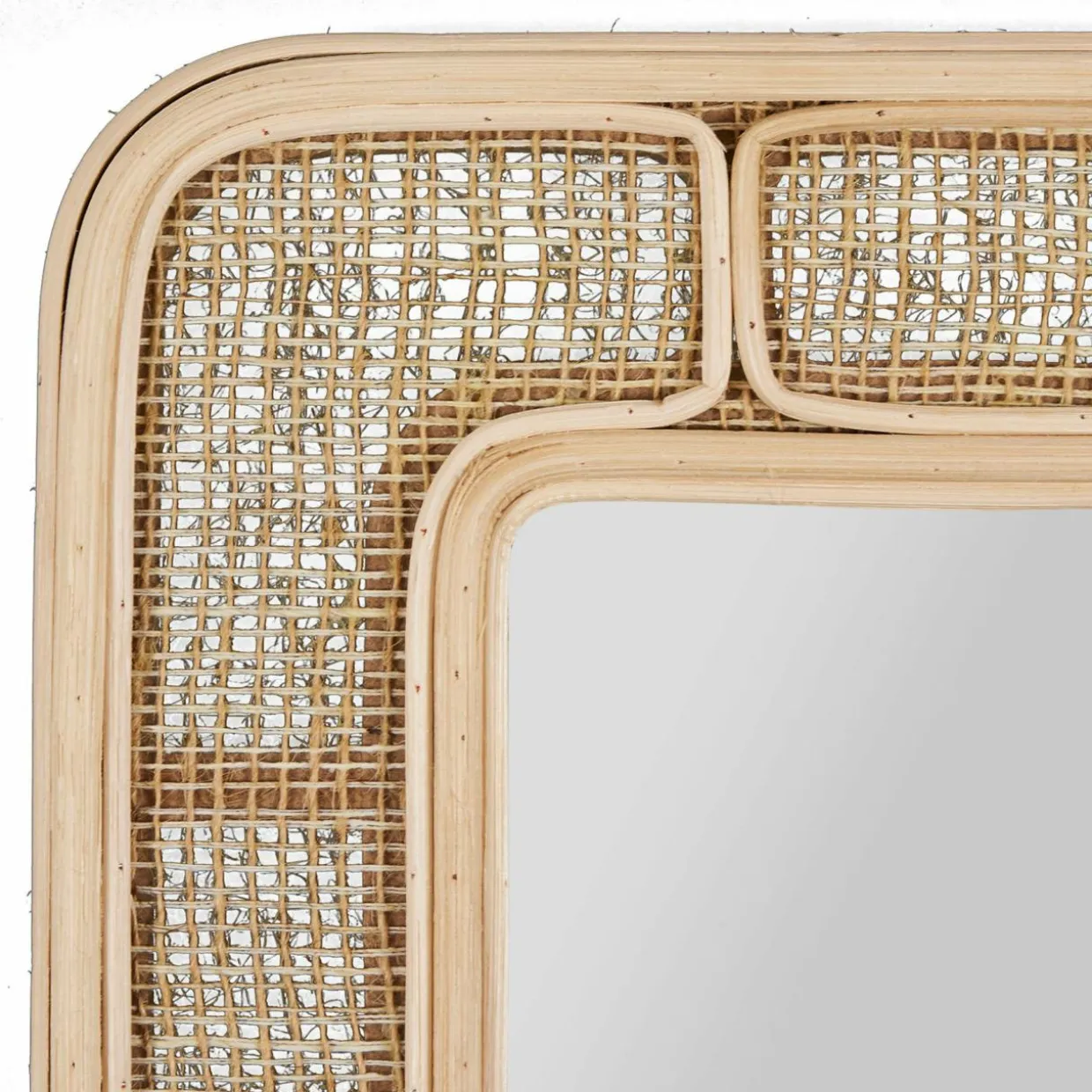 Miroir mural rectangulaire en rotin (H39 cm) Dalila Naturel
