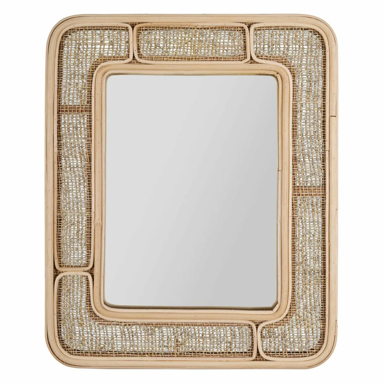 Miroir mural rectangulaire en rotin (H39 cm) Dalila Naturel