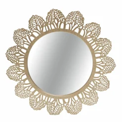 Miroir mural rond en métal (D81 cm) Bombay Doré