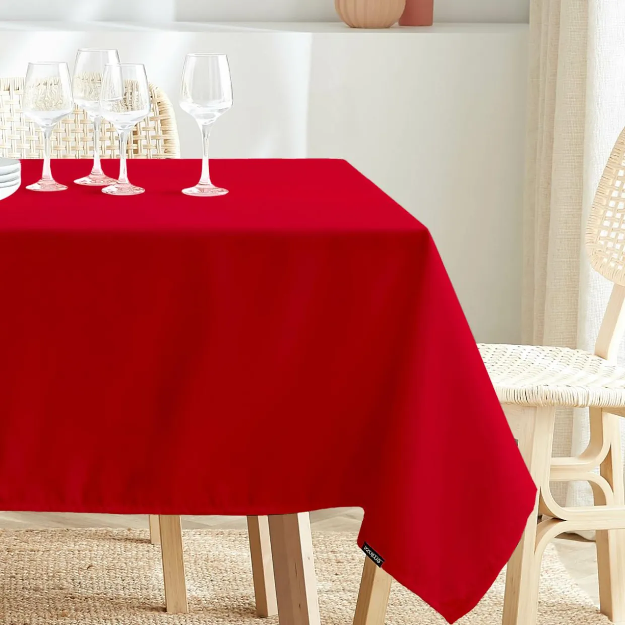 Nappe carrée anti tache (100 x 100 cm) Elise Rouge