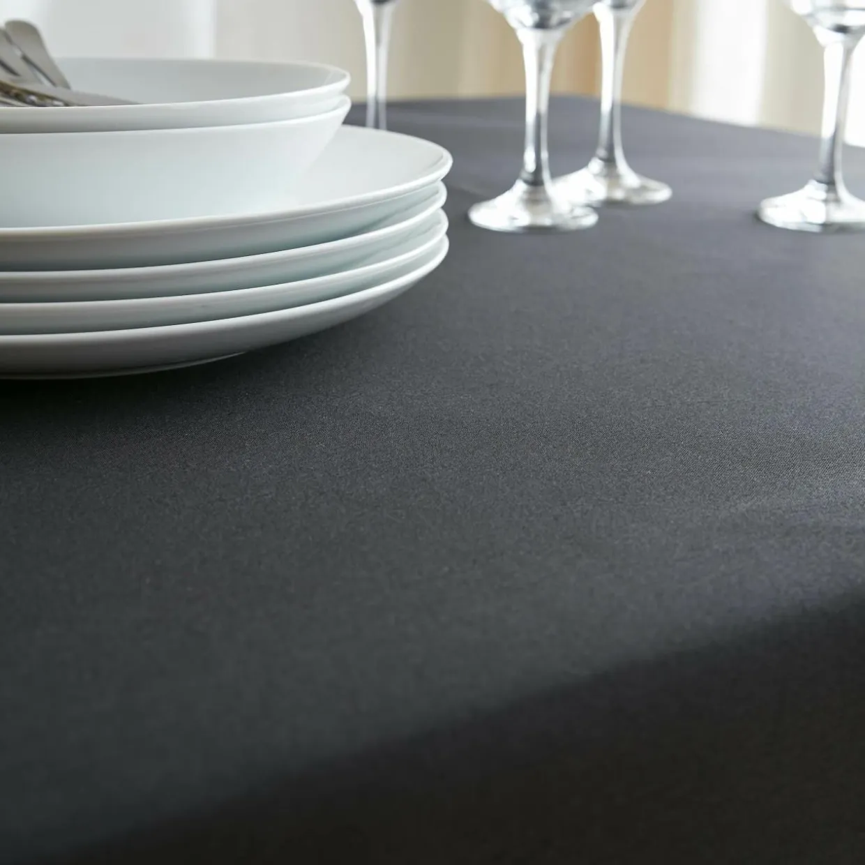 Nappe carrée anti tache (100 x 100 cm) Elise Noire