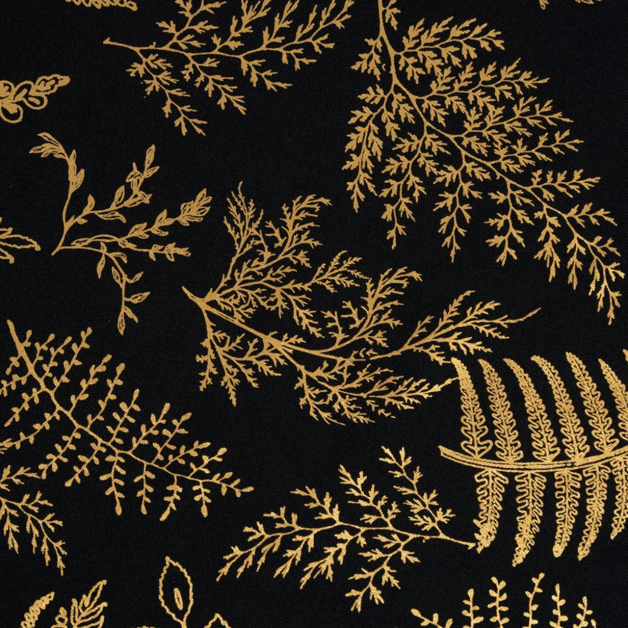 Nappe de Noël rectangulaire anti tache (140 x 240 cm) Feuillage Noir et doré