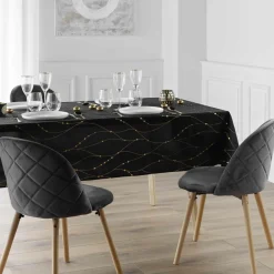 Nappe de Noël rectangulaire anti tache (140 x 240 cm) Firmament Noir et doré