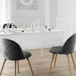 Nappe de Noël rectangulaire anti tache (140 x 240 cm) Firmament Blanc et doré
