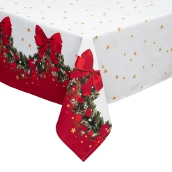 Nappe de Noël rectangulaire coton (140 x 240 cm) Guirlande Festive