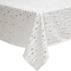 Nappe de Noël rectangulaire (140 x 360 cm) Pluie d'étoiles Blanche