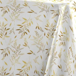 Nappe de Noël rectangulaire (140 x 240 cm) Naelle Blanc et doré