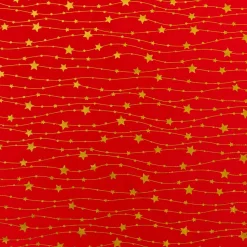 Nappe de Noël rectangulaire (140 x 240 cm) Pluie d'étoiles Rouge et doré