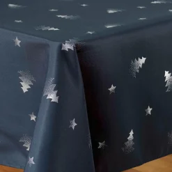 Nappe de Noël rectangulaire (150 x 300 cm) Sapin métallisé Bleu