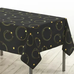 Nappe de Noël rectangulaire (150 x 300 cm) Star Noir et or