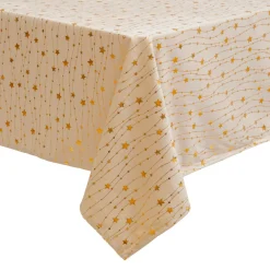 Nappe de Noël rectangulaire (140 x 240 cm) Pluie d'étoiles Ivoire et doré
