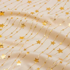 Nappe de Noël rectangulaire (140 x 240 cm) Pluie d'étoiles Ivoire et doré