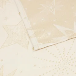 Nappe de Noël rectangulaire (140 x 240 cm) Nuit étoilée Beige et doré