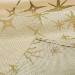 Nappe de Noël rectangulaire (140 x 240 cm) Étoiles Célestes Beige et doré