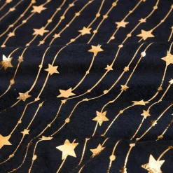 Nappe de Noël rectangulaire (140 x 240 cm) Pluie d'étoiles Noir et dorée