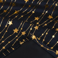 Nappe de Noël rectangulaire (140 x 240 cm) Pluie d'étoiles Noir et dorée