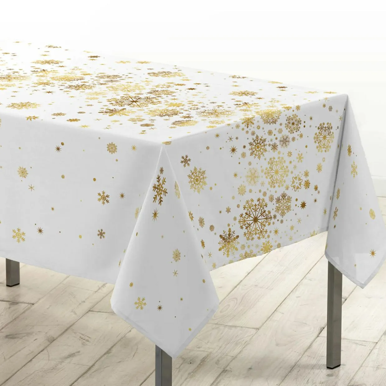 Nappe de Noël rectangulaire (150 x 240 cm) Constellation Blanc et doré