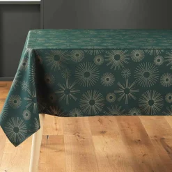 Nappe de Noël rectangulaire (150 x 240 cm) Pampille métallisé Vert