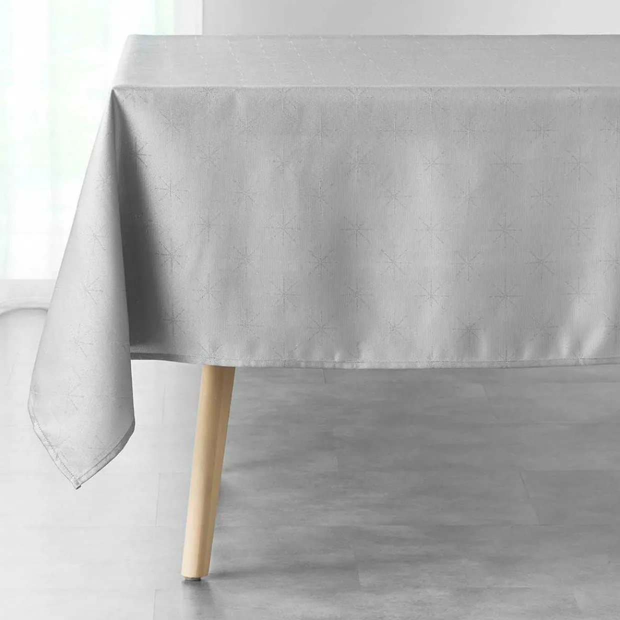 Nappe de Noël rectangulaire (140 x 240 cm) Etoiles Gris