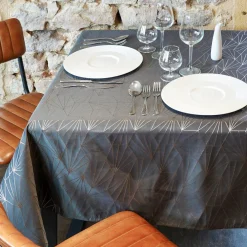 Nappe de Noël rectangulaire (145 x 240 cm) Facette Anthracite