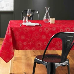 Nappe de Noël rectangulaire (150 x 240 cm) Pampille métallisé Rouge