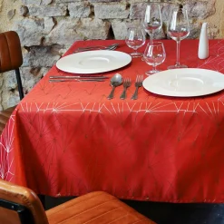 Nappe de Noël rectangulaire (145 x 350 cm) Facette Rouge