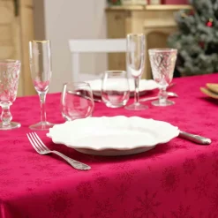 Nappe de Noël rectangulaire (140 x 300 cm) Flocon d'hiver Rouge