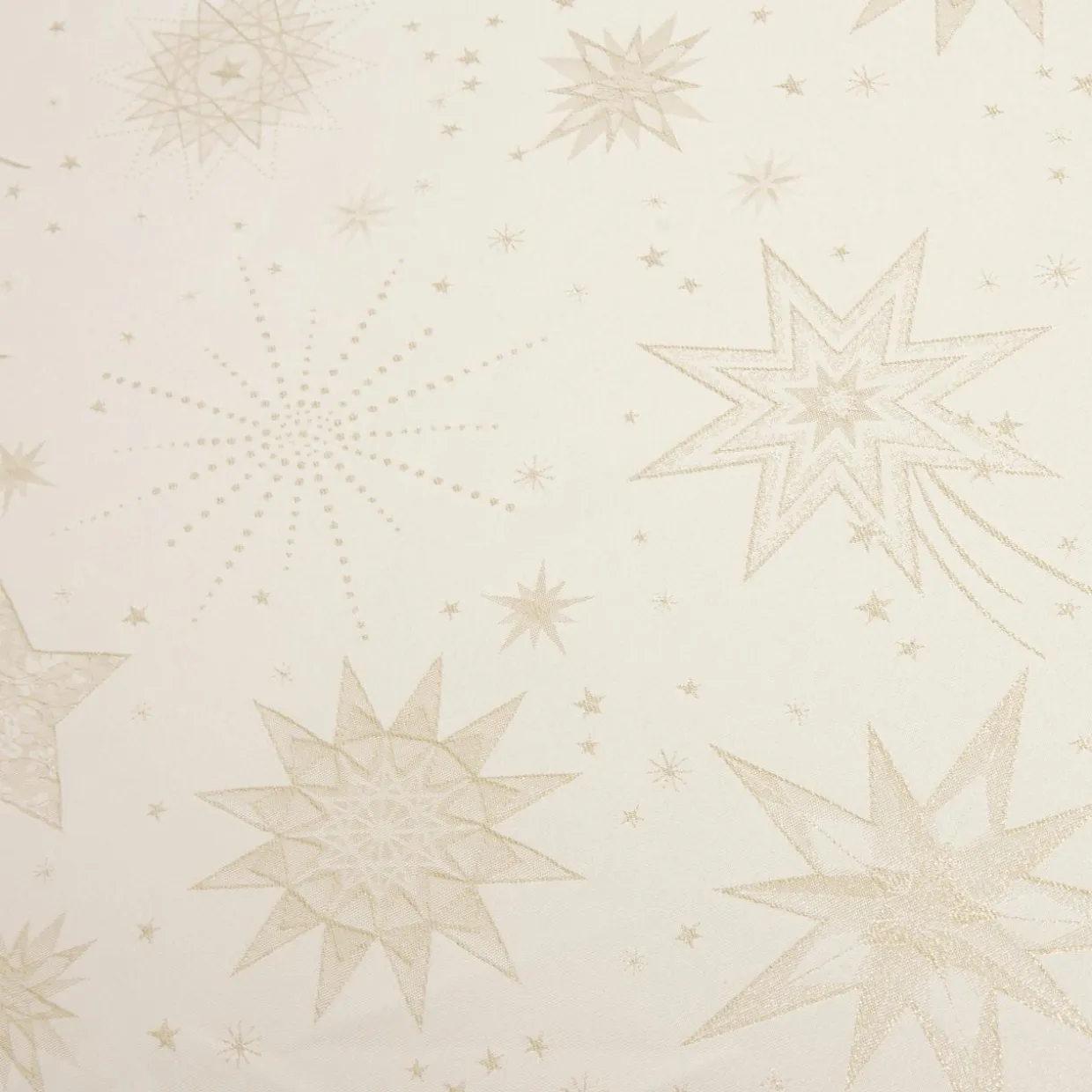 Nappe de Noël rectangulaire (360 x 140 cm) Nuit étoilée Beige et doré