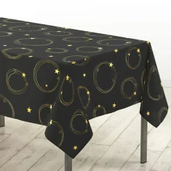 Nappe de Noël rectangulaire (150 x 240 cm) Star Noir et Or