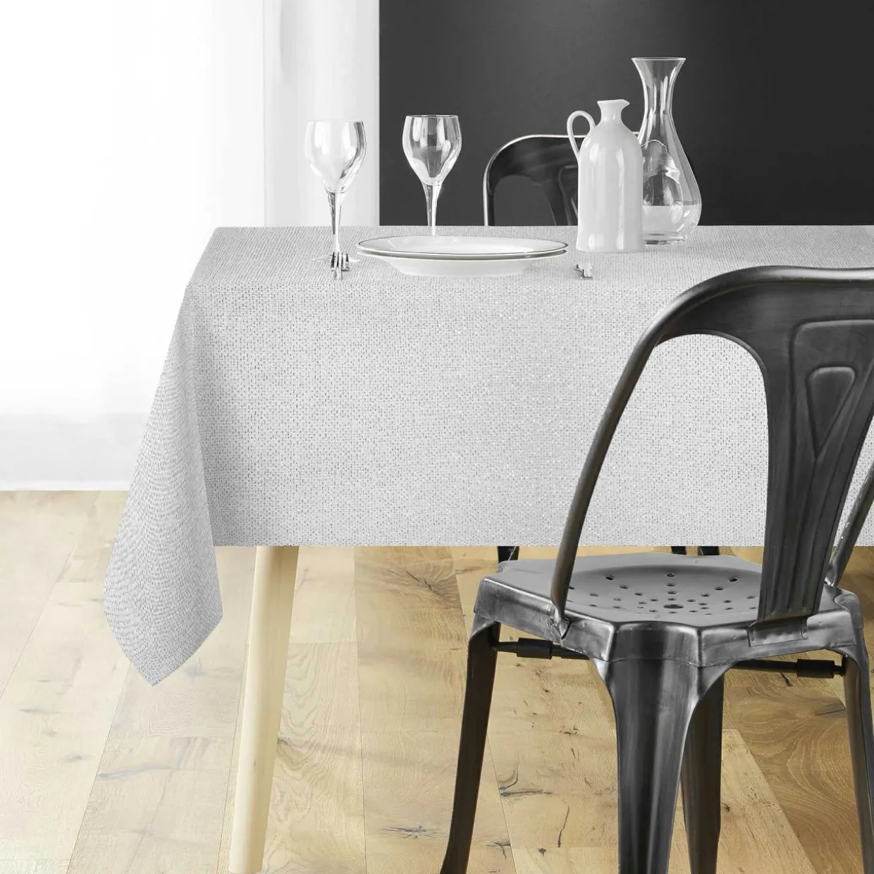 Nappe de Noël rectangulaire (140 x 300 cm) Strass Argent
