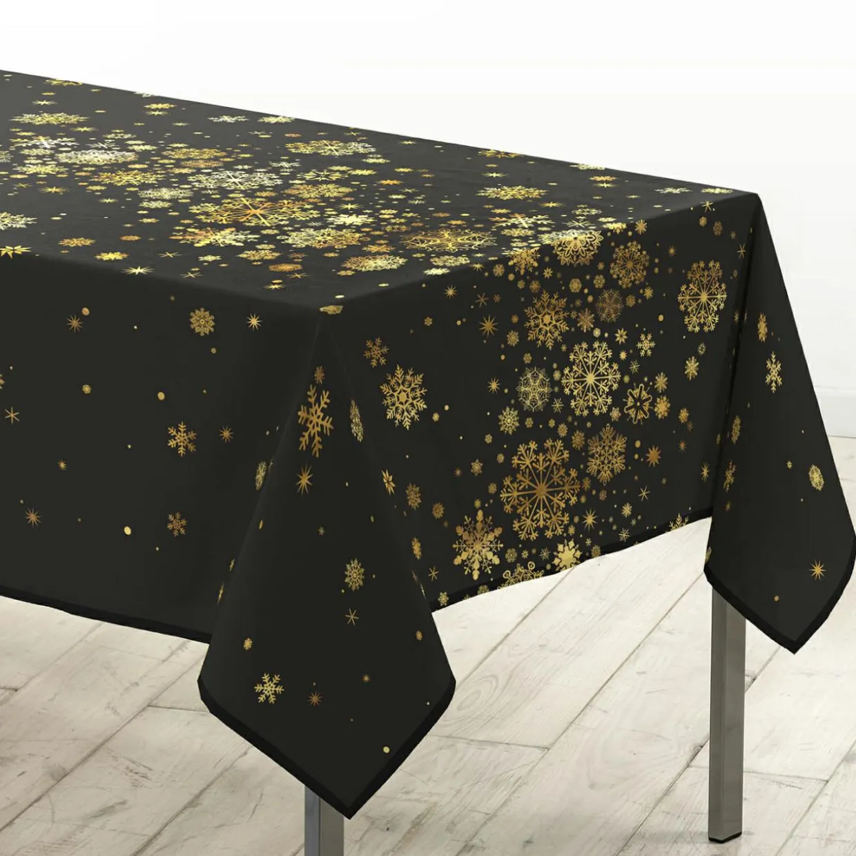Nappe de Noël rectangulaire (150 x 240 cm) Constellation Noir et doré