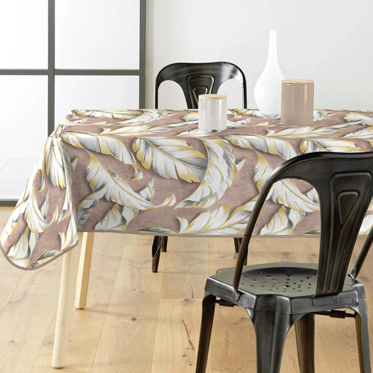 Nappe enduite PVC rectangulaire imperméable (240 x 140 cm) Ebany Chocolat