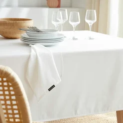 Nappe rectangulaire anti tache (140 x 250 cm) Elise Blanche