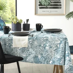 Nappe rectangulaire anti tache (140 x 240 cm) Jungle Verte