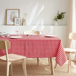 Nappe rectangulaire anti tache (140 x 300 cm) Elise Vichy Rouge
