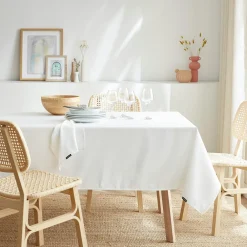 Nappe rectangulaire anti tache (140 x 300 cm) Elise Blanche