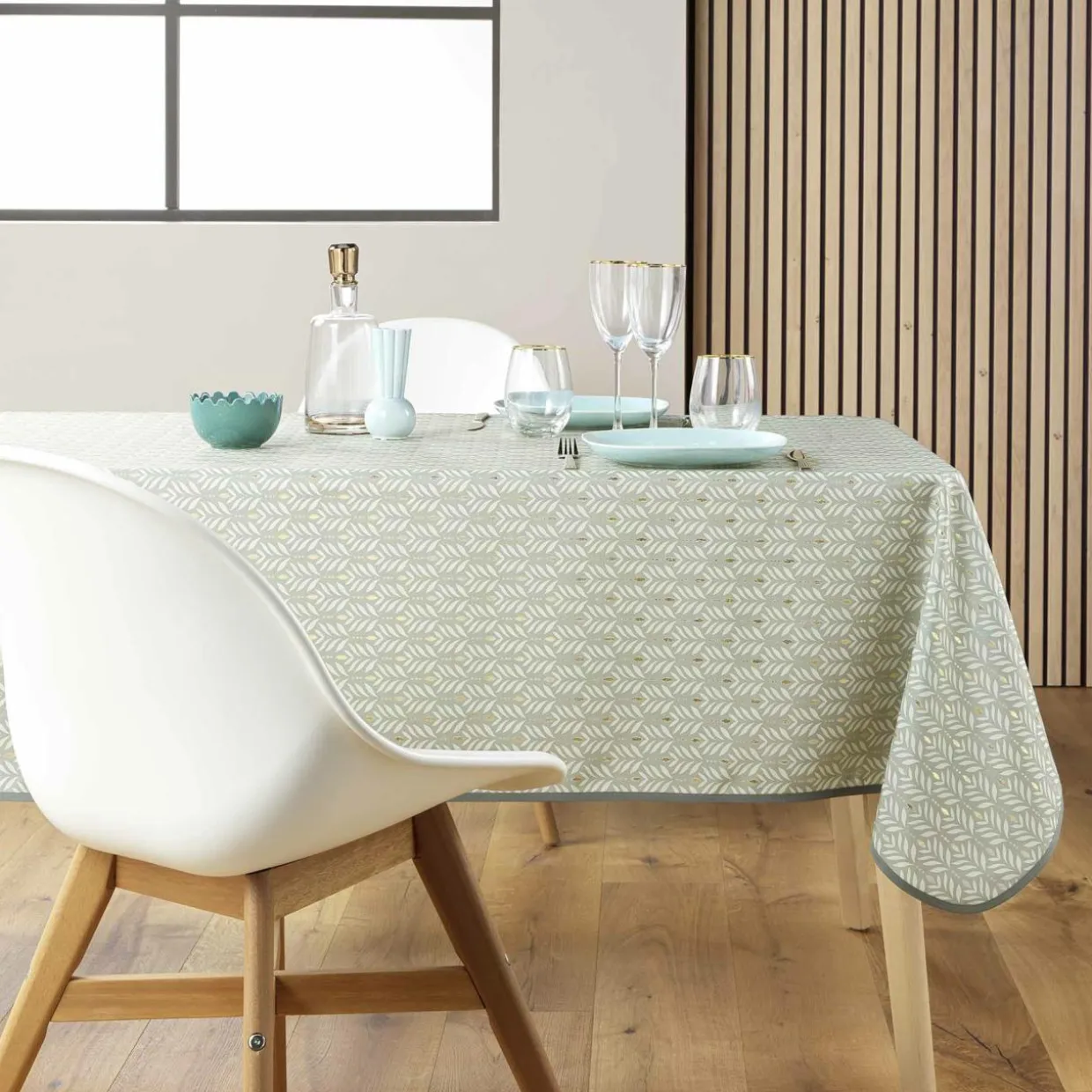 Nappe rectangulaire anti tache (145 x 240 cm) Piana Vert sauge