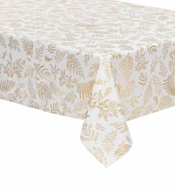 Nappe rectangulaire anti tache (140 x 360 cm) Feuilles d'or Blanc