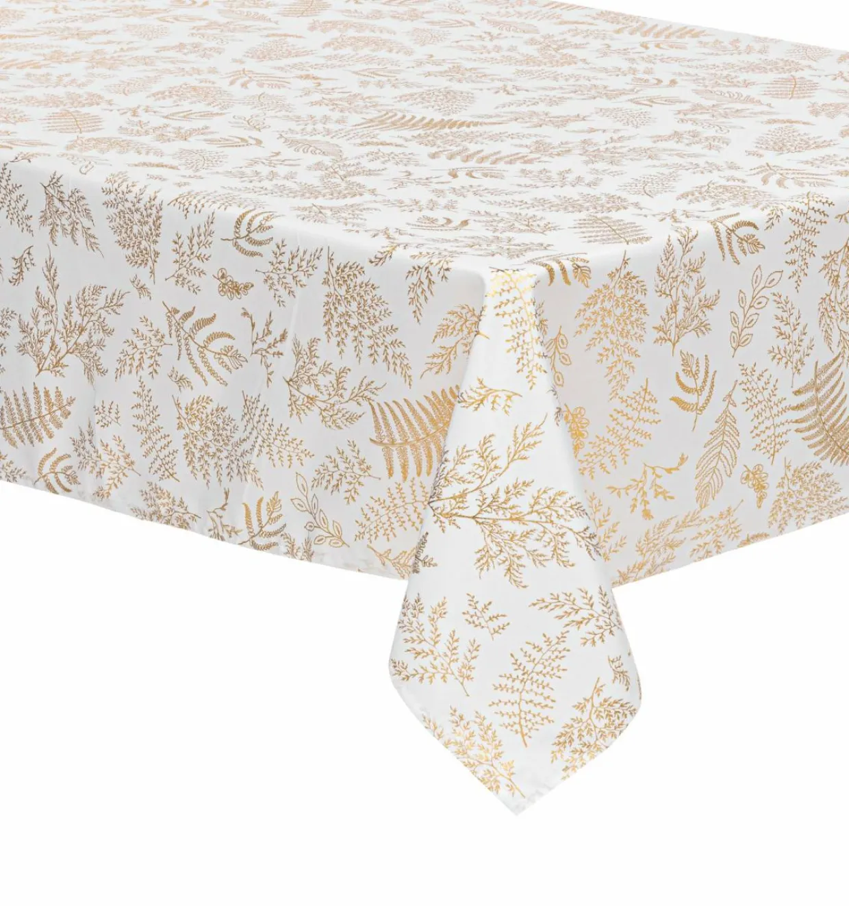 Nappe rectangulaire anti tache (140 x 360 cm) Feuilles d'or Blanc