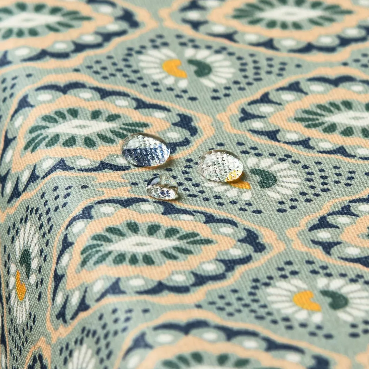 Nappe rectangulaire coton enduit (150 x 350 cm) Palerme Verte