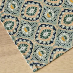 Nappe rectangulaire coton enduit (150 x 350 cm) Palerme Verte