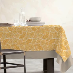 Nappe rectangulaire coton enduit (150 x 350 cm) Sarah Jaune moutarde