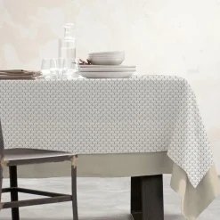 Nappe rectangulaire coton enduit (150 x 350 cm) Clara Grise