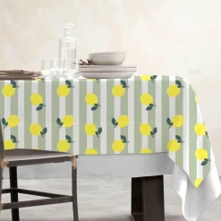 Nappe rectangulaire coton enduit (150 x 250 cm) Antibes Verte