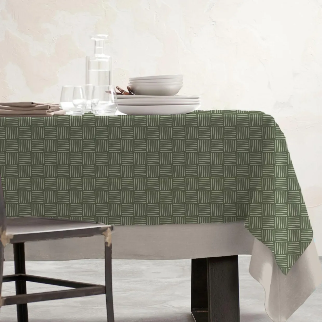 Nappe rectangulaire coton enduit (150 x 250 cm) Paolo Verte
