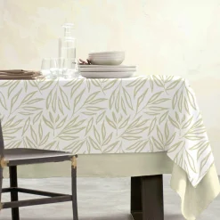 Nappe rectangulaire coton enduit (150 x 250 cm) Galice Beige