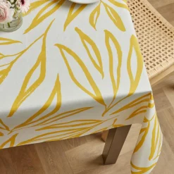 Nappe rectangulaire coton enduit (150 x 250 cm) Galice Jaune moutarde