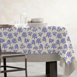 Nappe rectangulaire coton enduit (150 x 250 cm) Moorea Bleue