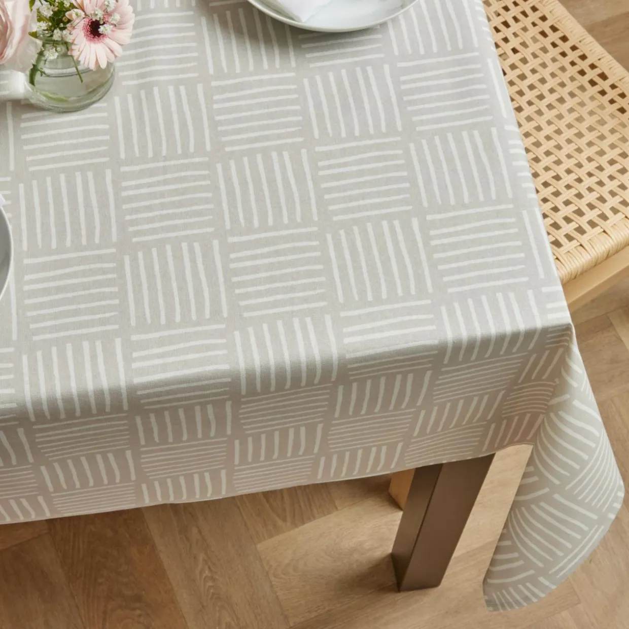 Nappe rectangulaire coton enduit (150 x 250 cm) Paolo Beige
