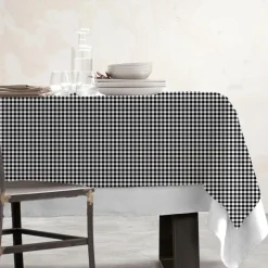 Nappe rectangulaire coton enduit (150 x 350 cm) Vichy Noire